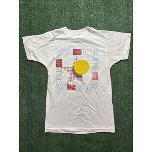 Vintage 1985 Tennis US Open Single Stitch White T-shirt Men's M